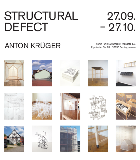 Kosteloser Workshop – STRUCTURAL DEFECT – „Kreative Begegnungen“ Kunst und Handwerk mit Anton Krüger            Ab 14 Jahren